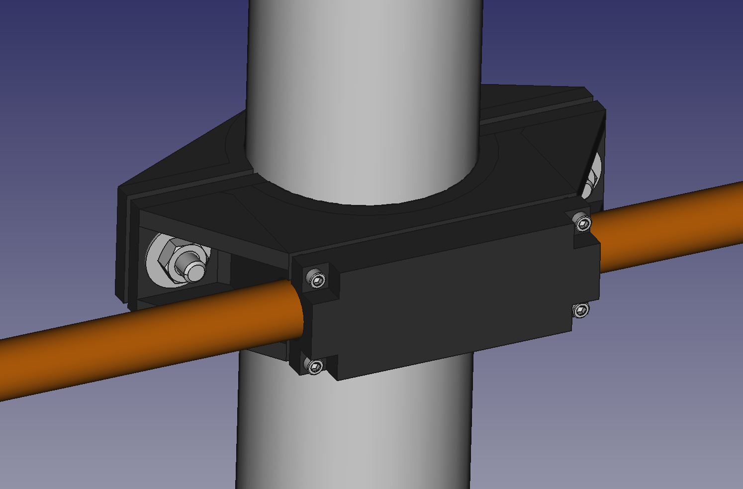 3D CAD model of the bottom copper pipe mounting bracket
