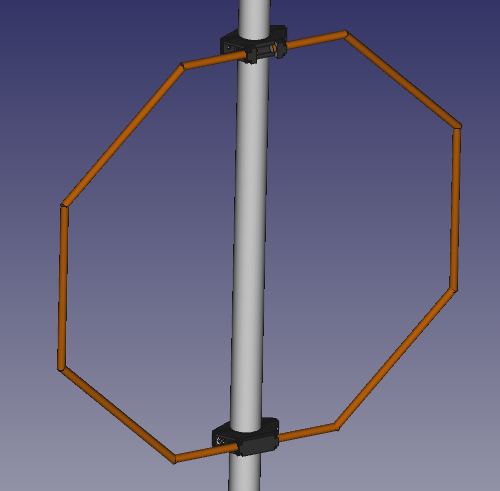 Overview 3D CAD model of the major copper tube mounting brackets